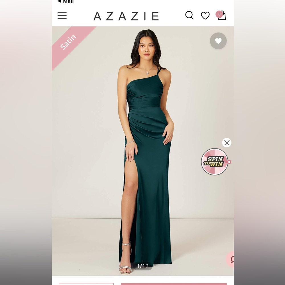 Azazie Eren Stretch stain Dress size A6 in Pine